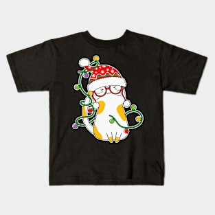 Kawaii Cat Christmas Lights Kids T-Shirt